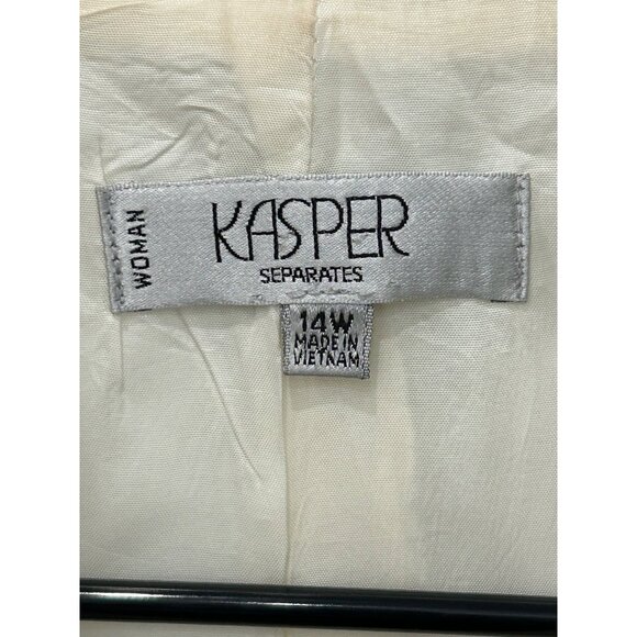 Kasper Womens White Blazer 14W One-Button Closure Professional Suit Jacket Made - Picture 6 of 9